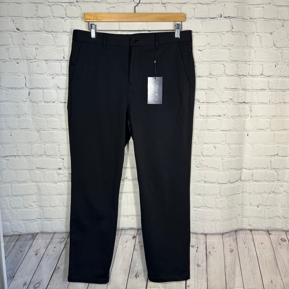 Collars & Co Maverick Performance Pants Mens 34x28 Black 4-Way Stretch Chino